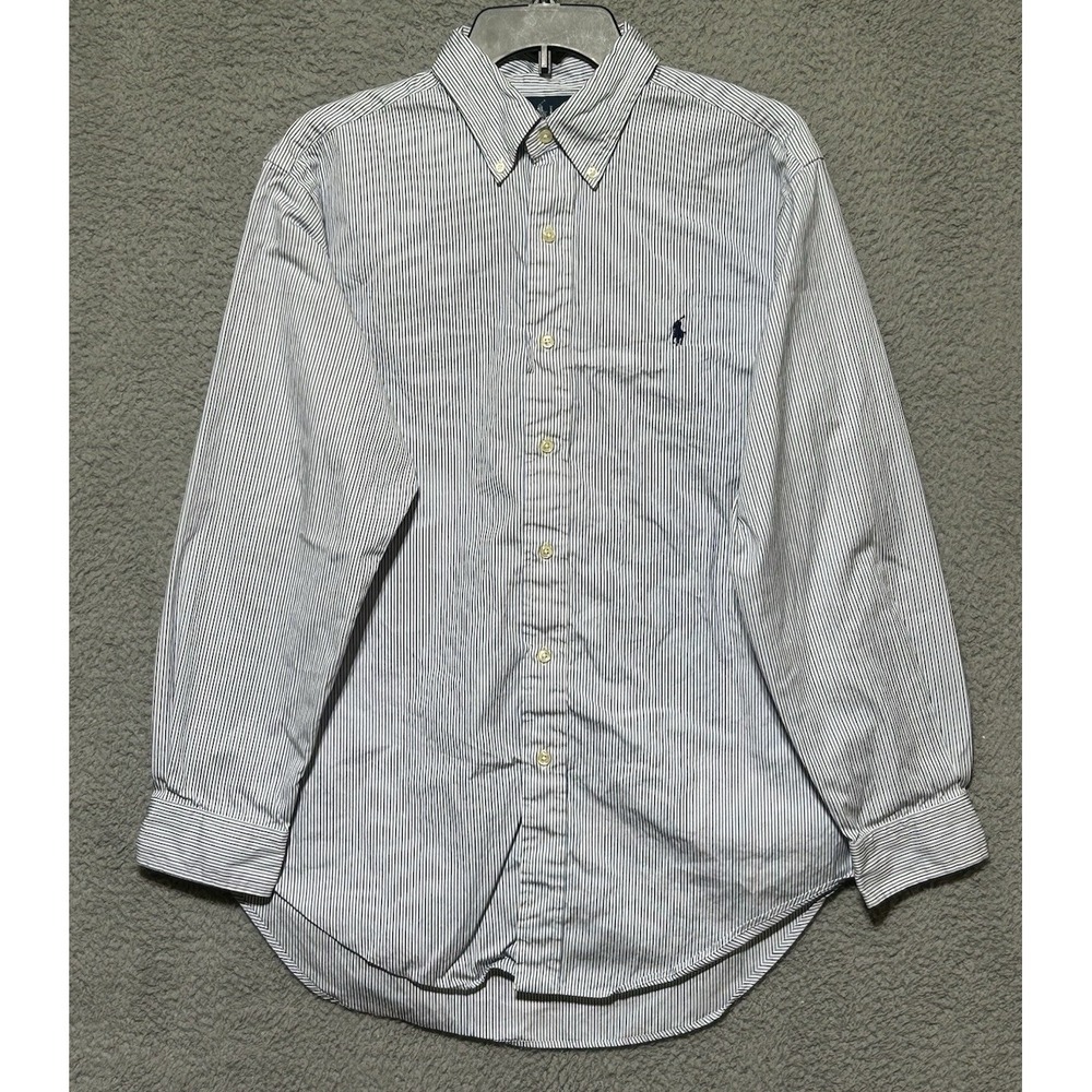 Ralph Lauren Mens 2XL/16 Blue White Striped Classic Fit Button Down Shirt